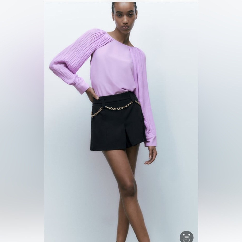 Zara pleated cape sleeved blouse